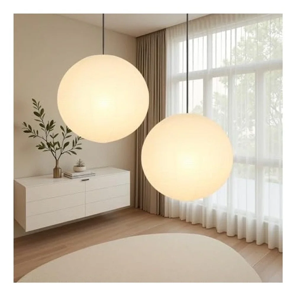 KJML 16 Inch Large Round Paper Lanterns DIY Hanging Pendant Lamp Shades White